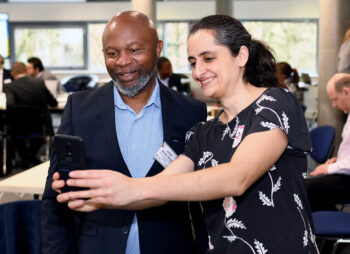 Prof. Joseph Mfutso-Bengo and Prof. Anna Bershteyn taking a selfi